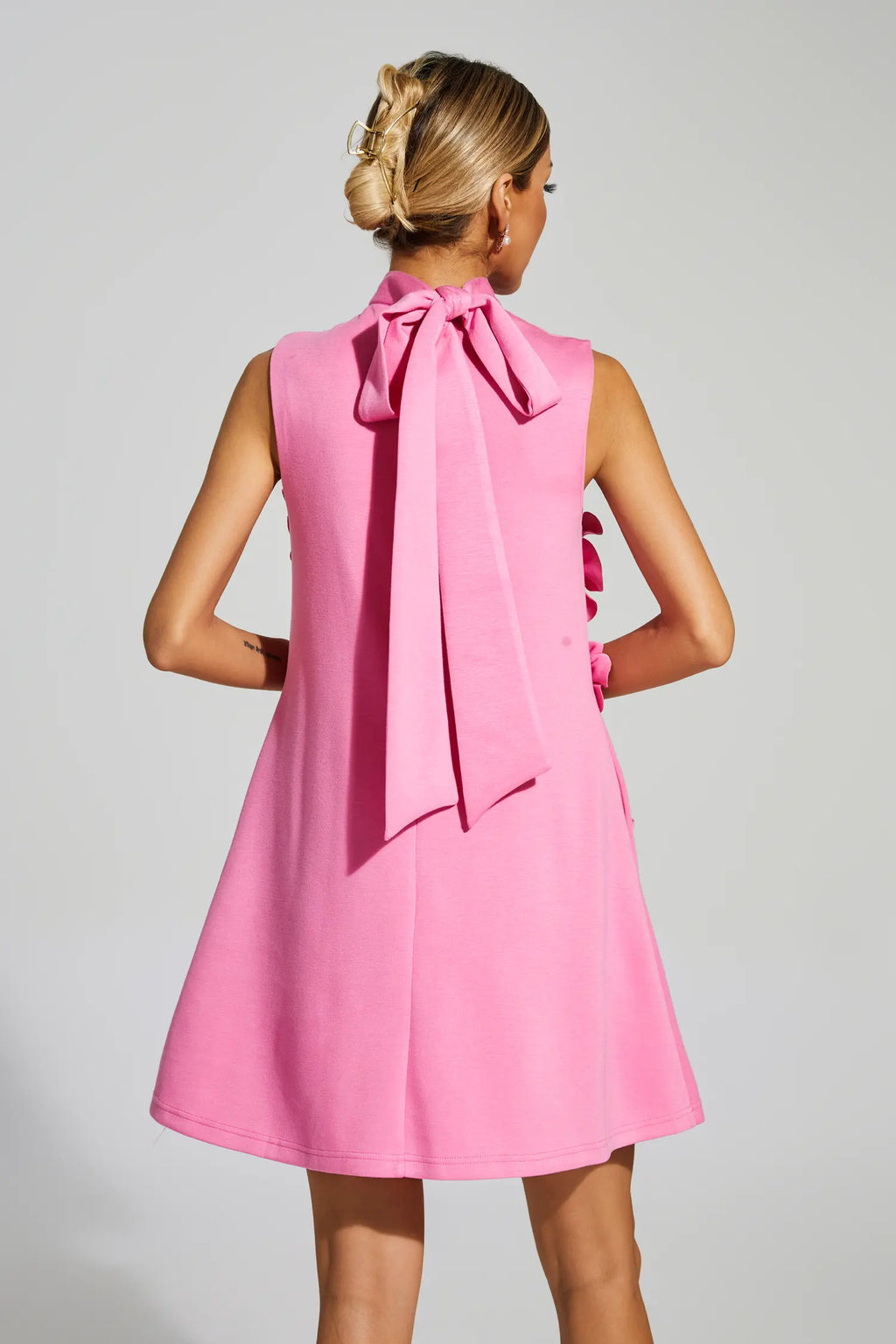 Rose Embroidery High Neck Mini