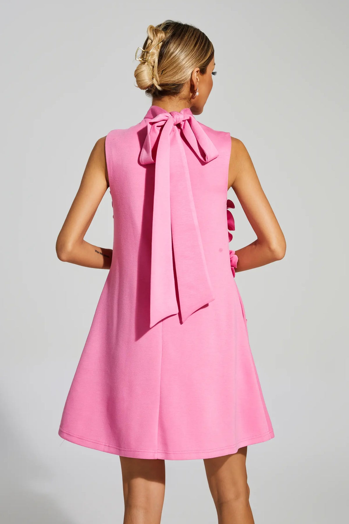Rose Embroidery High Neck Mini