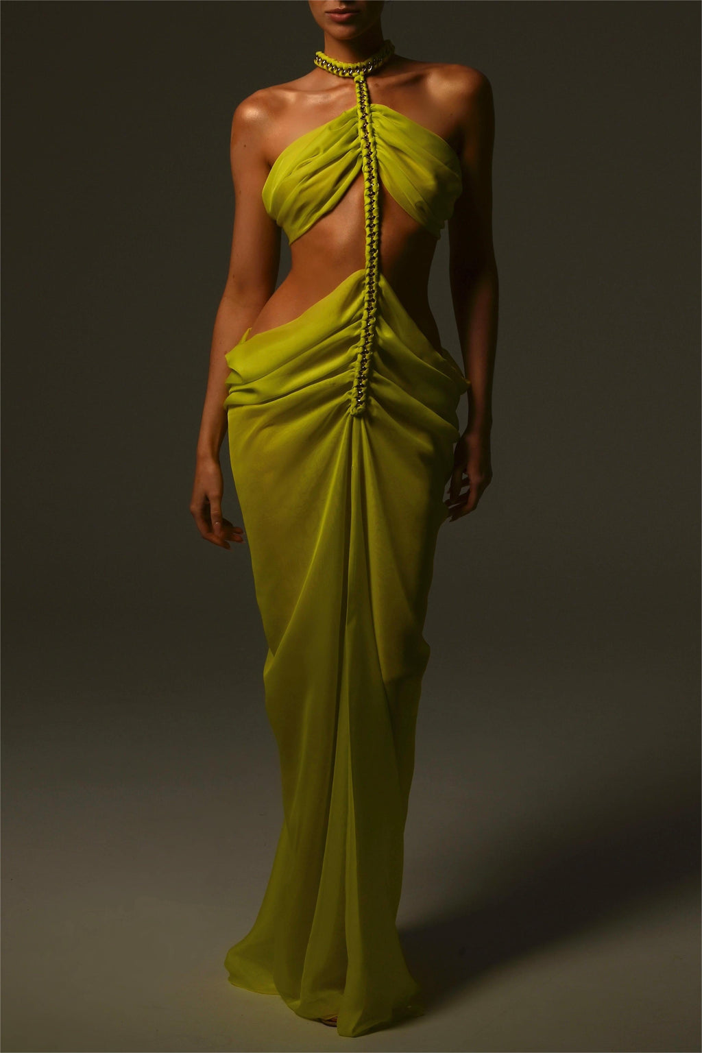 Halter Cut-Out Split Midi