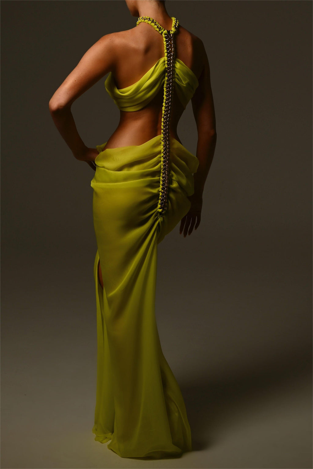 Halter Cut-Out Split Midi