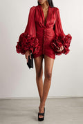 Gathered Red Polyester Party Mini