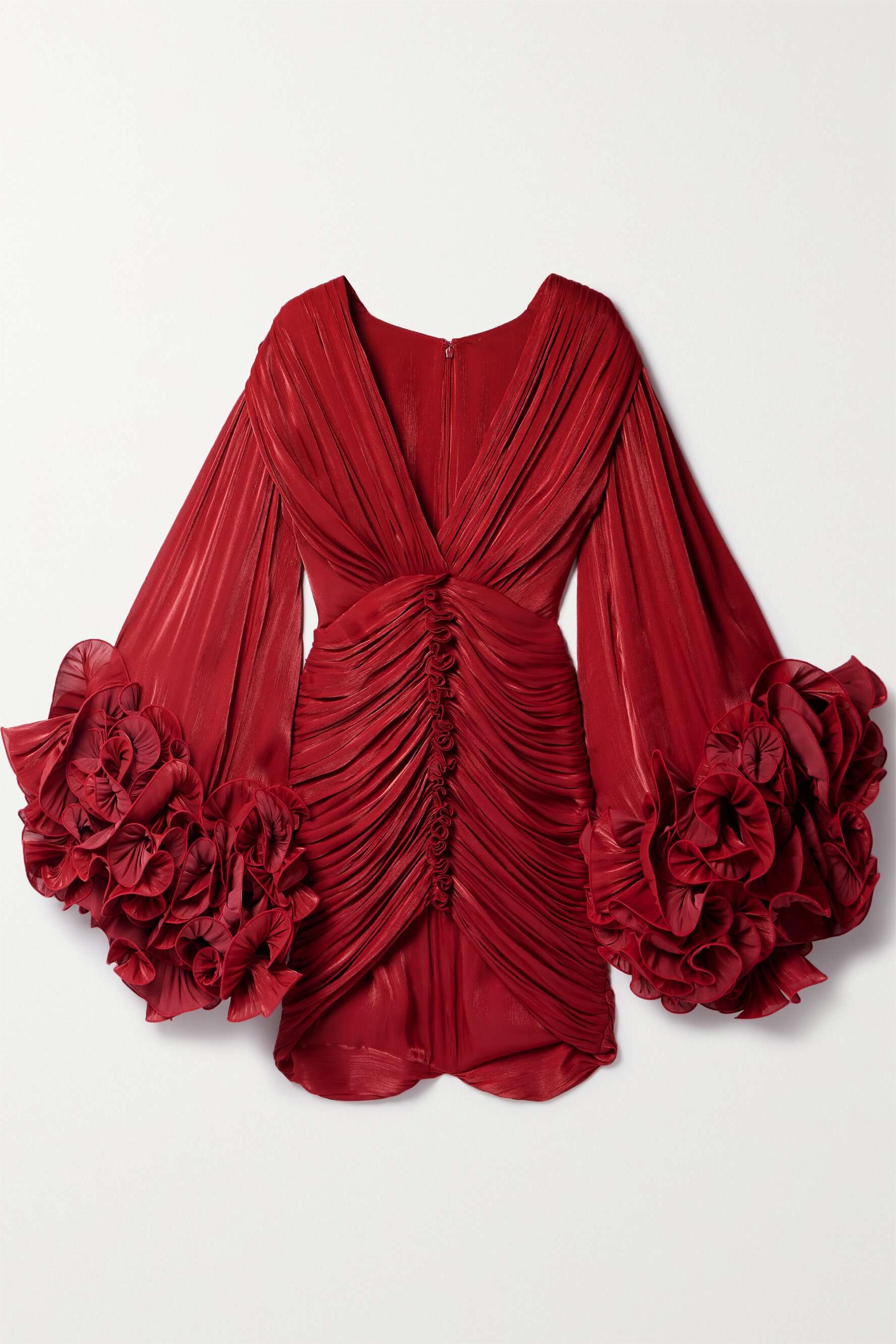 Gathered Red Polyester Party Mini