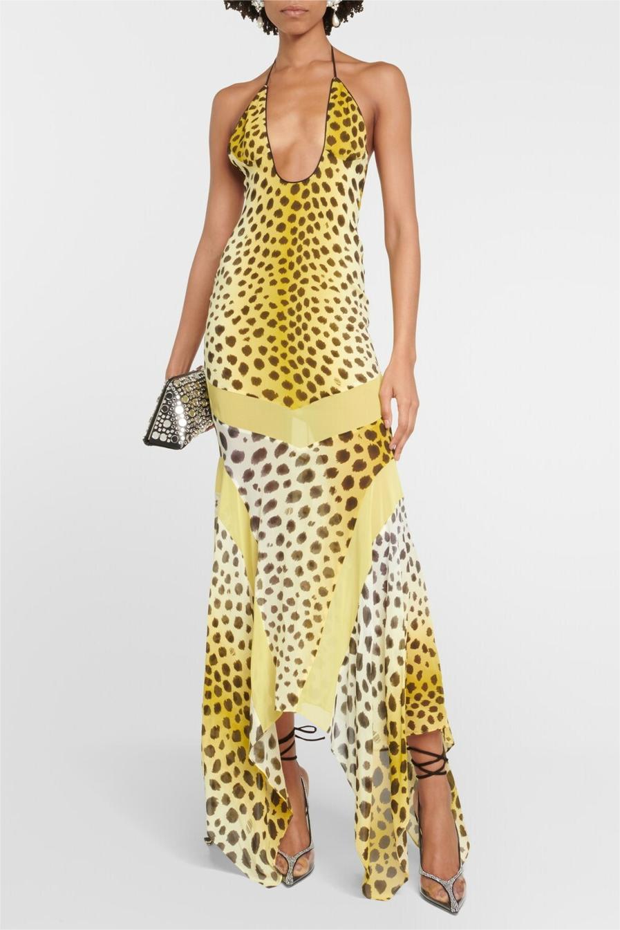 Leopard Halter Yellow Maxi