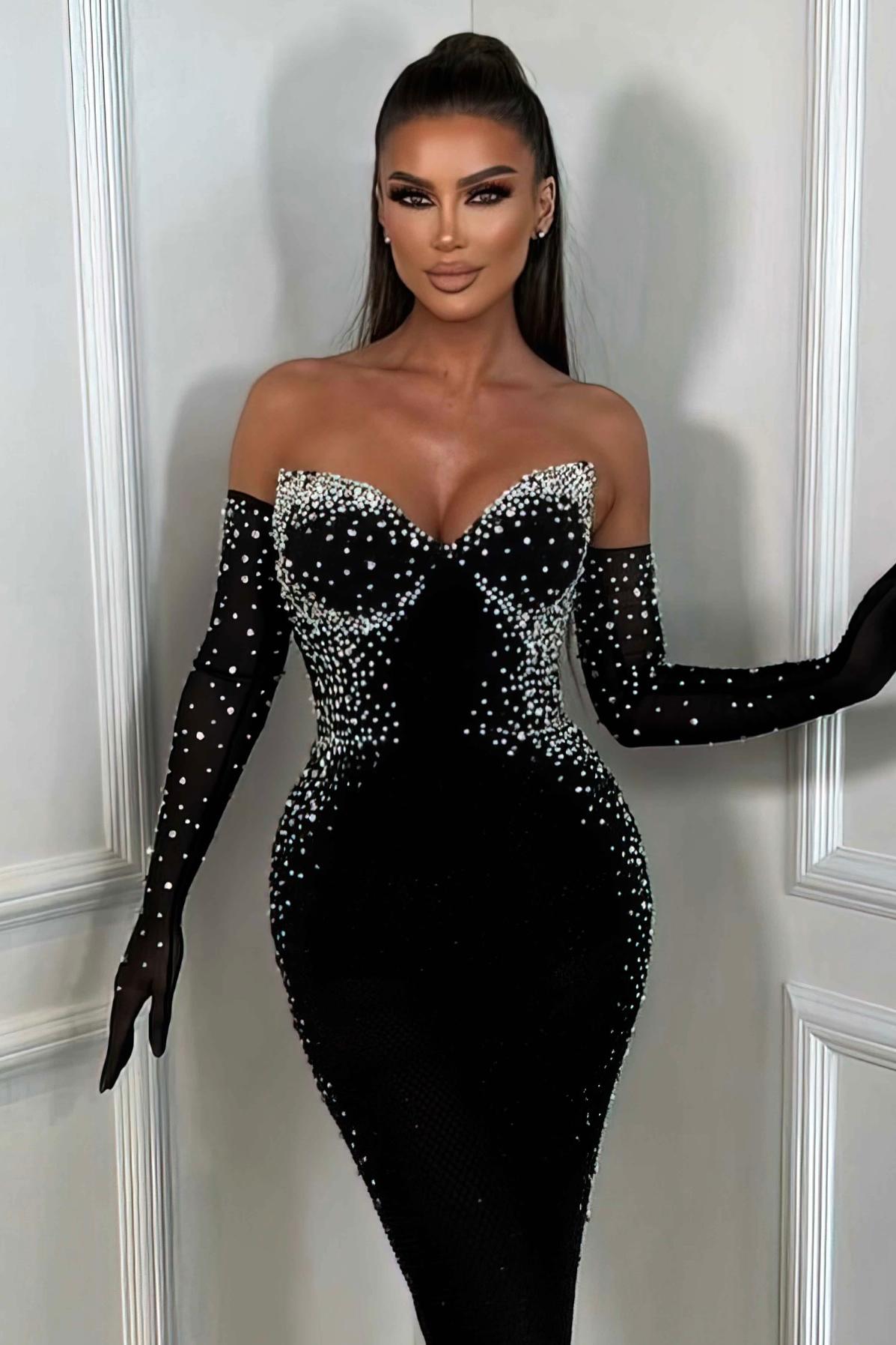 Fitted Bandage Off-Shoulder Gown