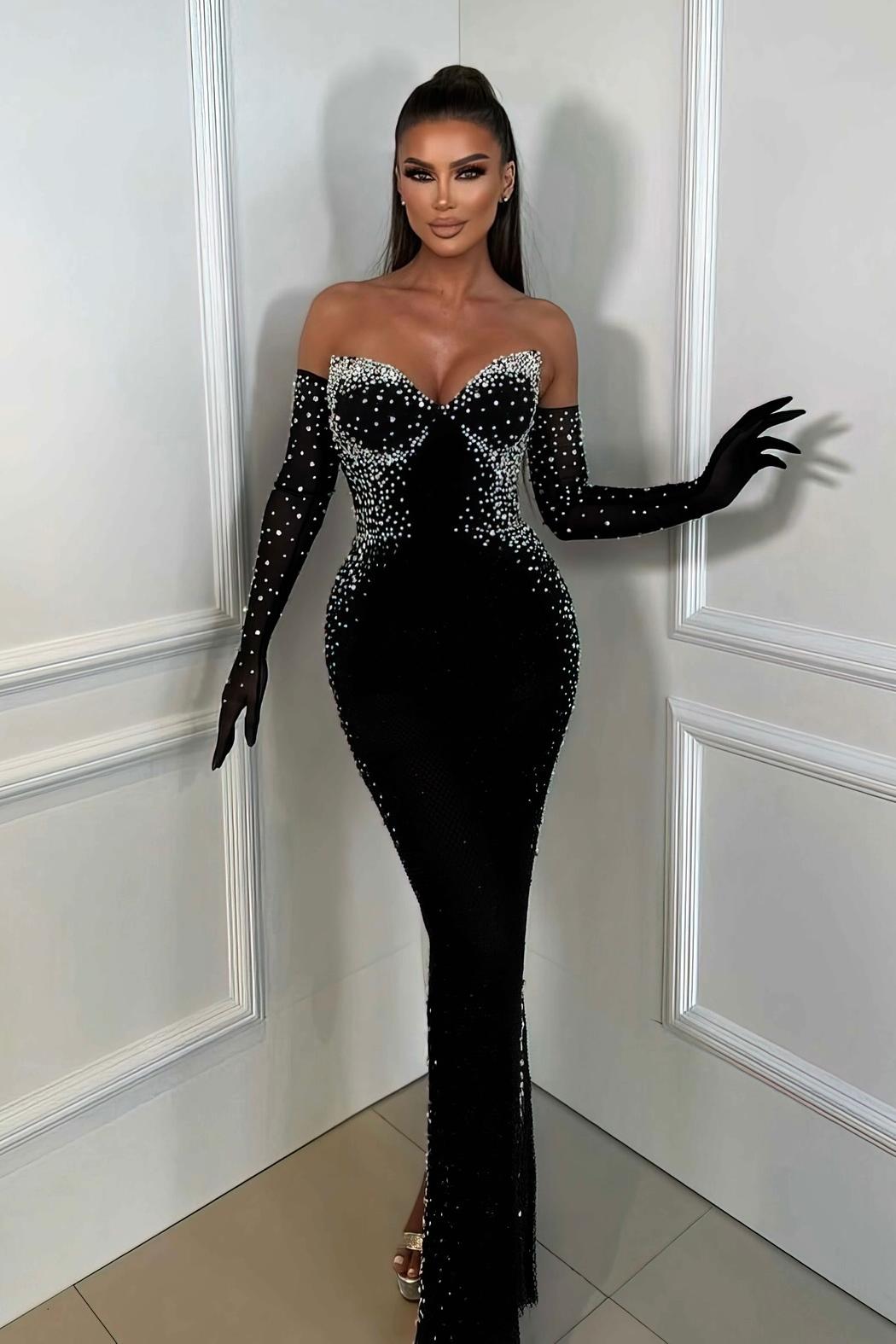 Fitted Bandage Off-Shoulder Gown