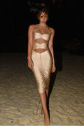 Champagne Halter Ruched Midi