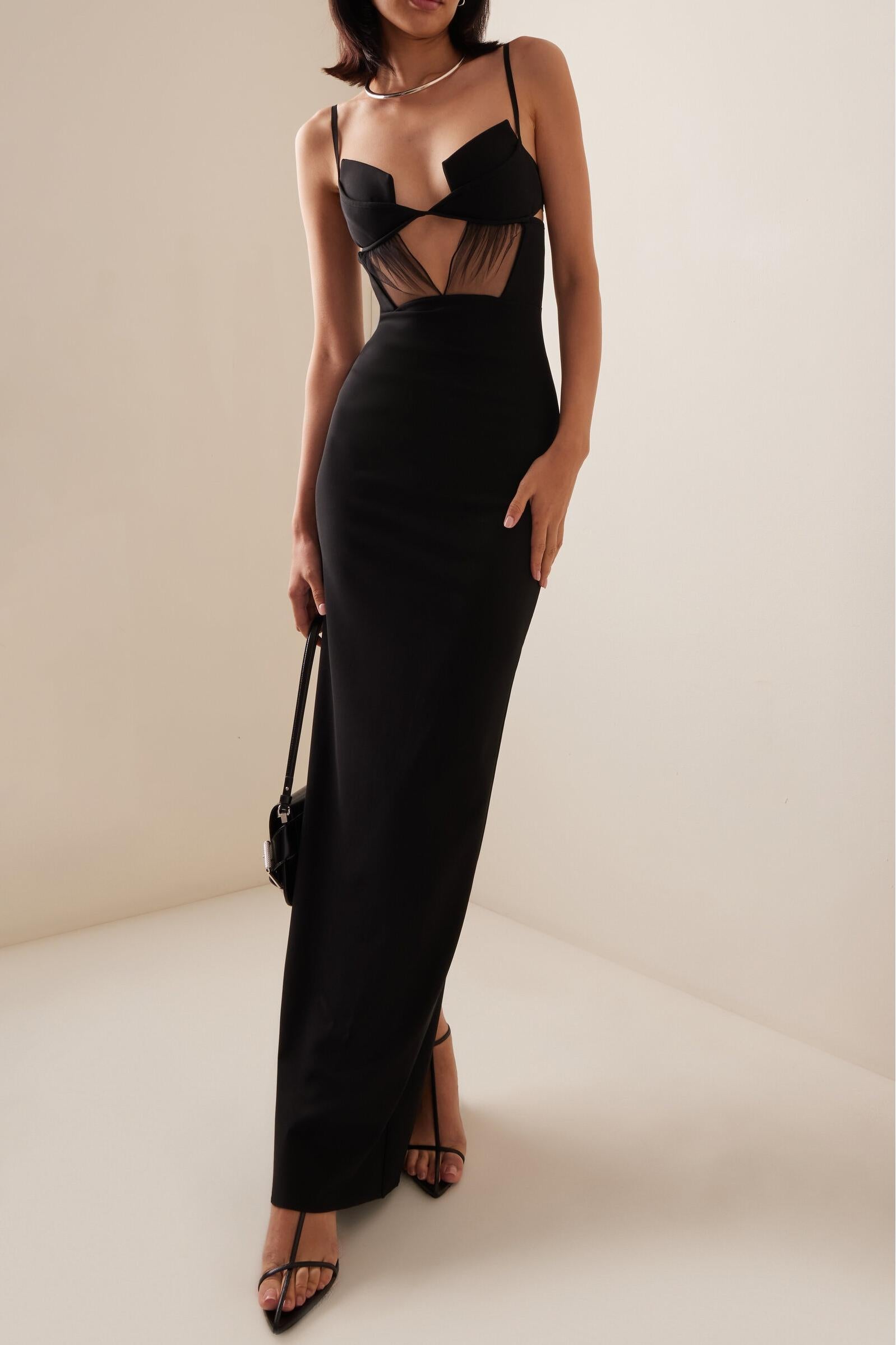 Black Cutout Spliced Maxi Dress