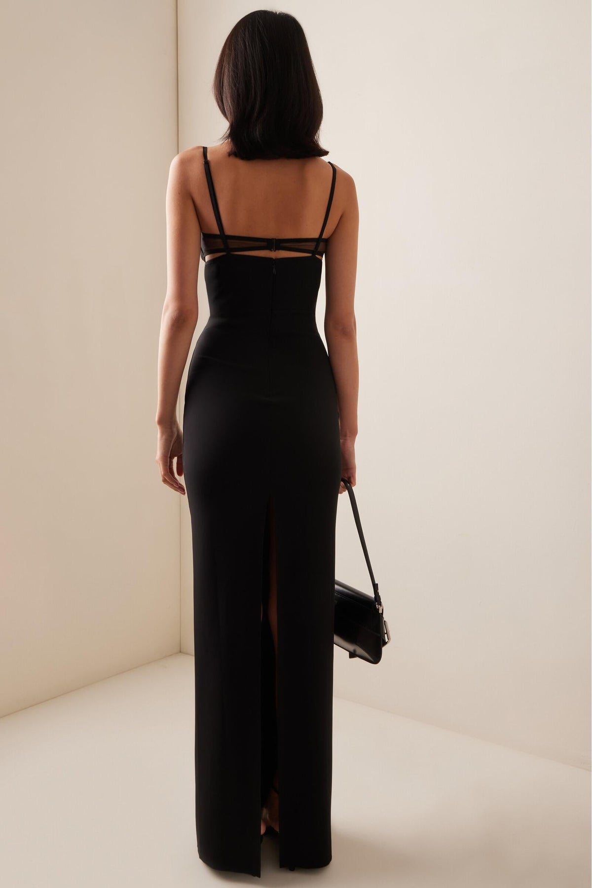 Black Cutout Spliced Maxi Dress