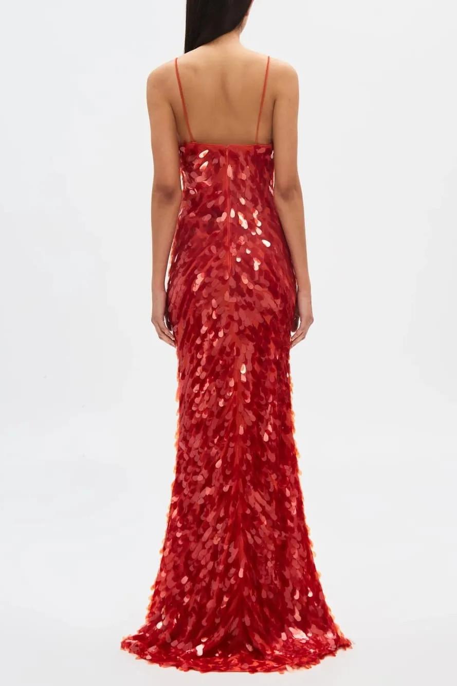 Sleeveless Low-Stretch Red Sequin