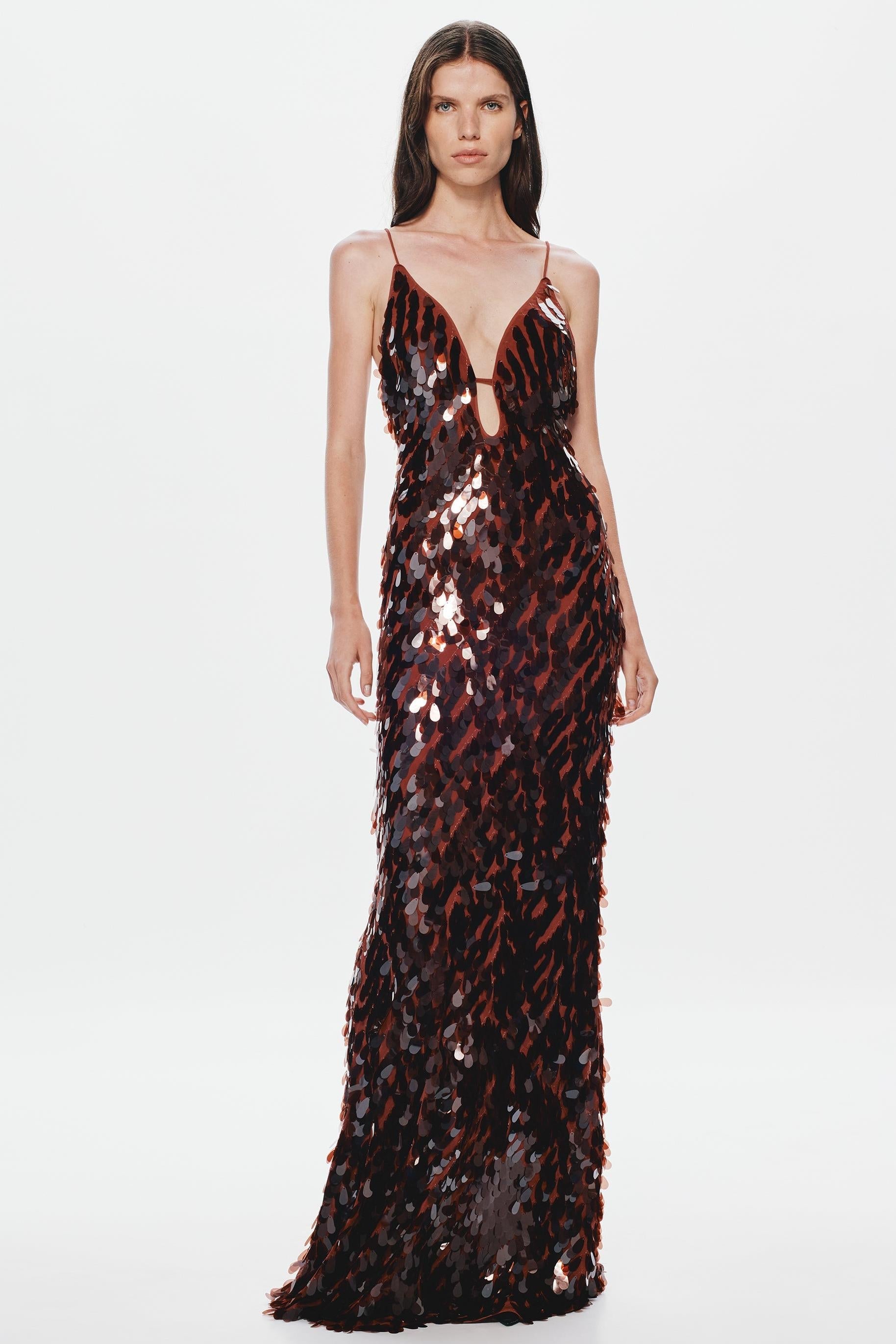 Sleeveless Low-Stretch Red Sequin