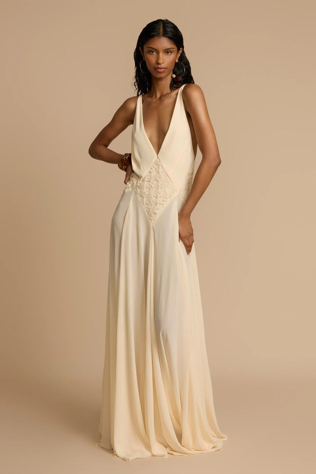 Chiffon & Lace V-Neck Maxi