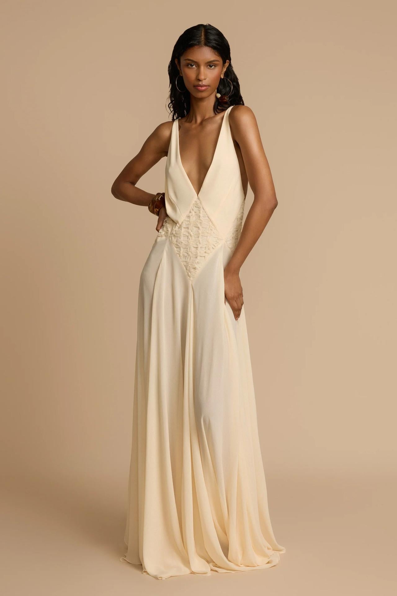 Chiffon & Lace V-Neck Maxi