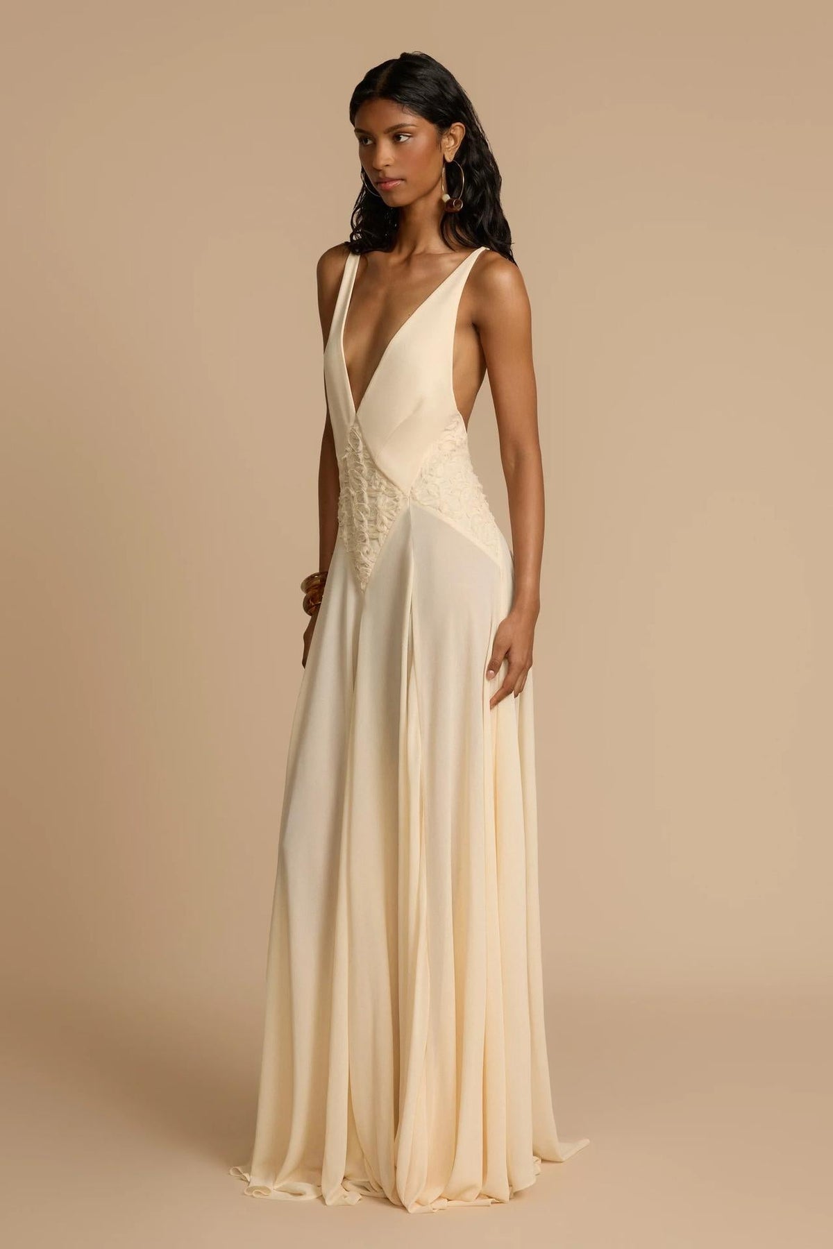 Chiffon & Lace V-Neck Maxi