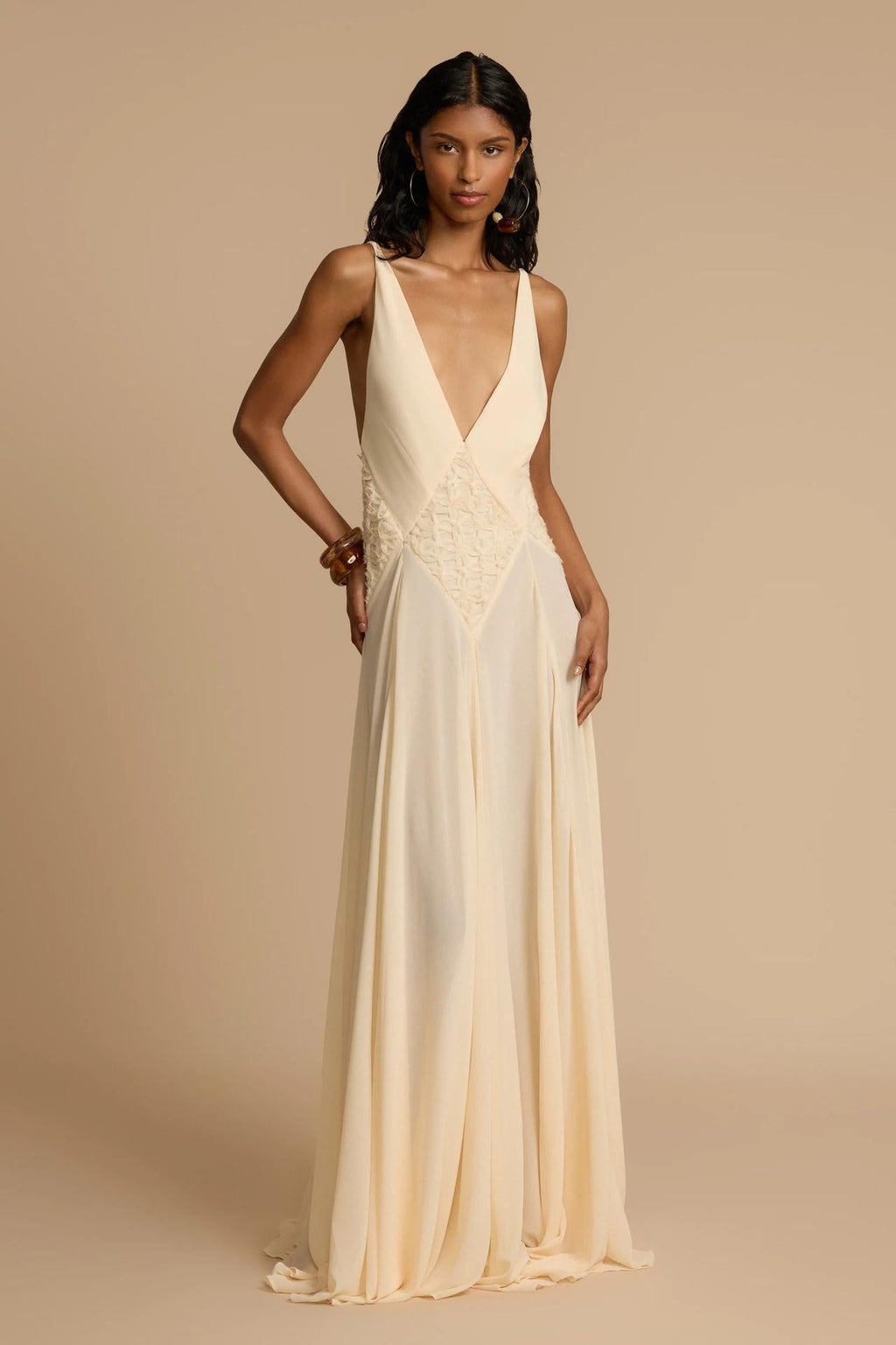 Chiffon & Lace V-Neck Maxi