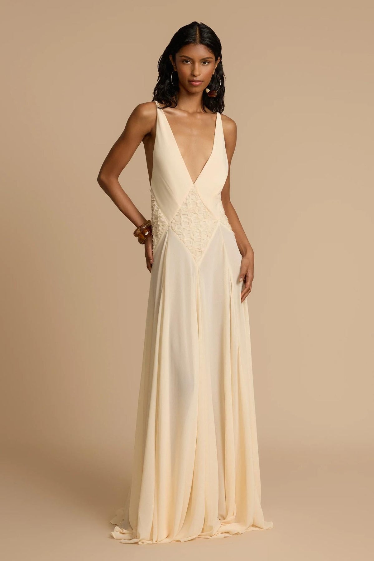 Chiffon & Lace V-Neck Maxi