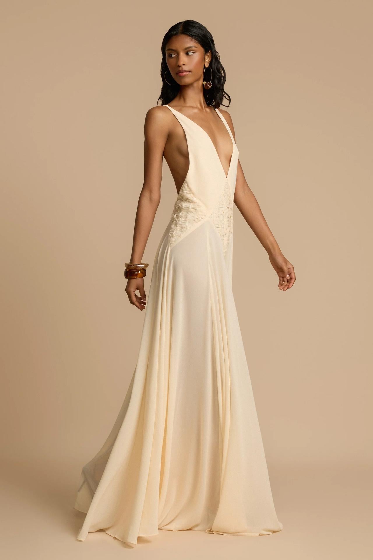 Chiffon & Lace V-Neck Maxi