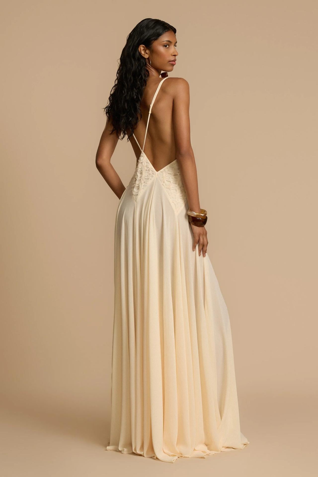 Chiffon & Lace V-Neck Maxi