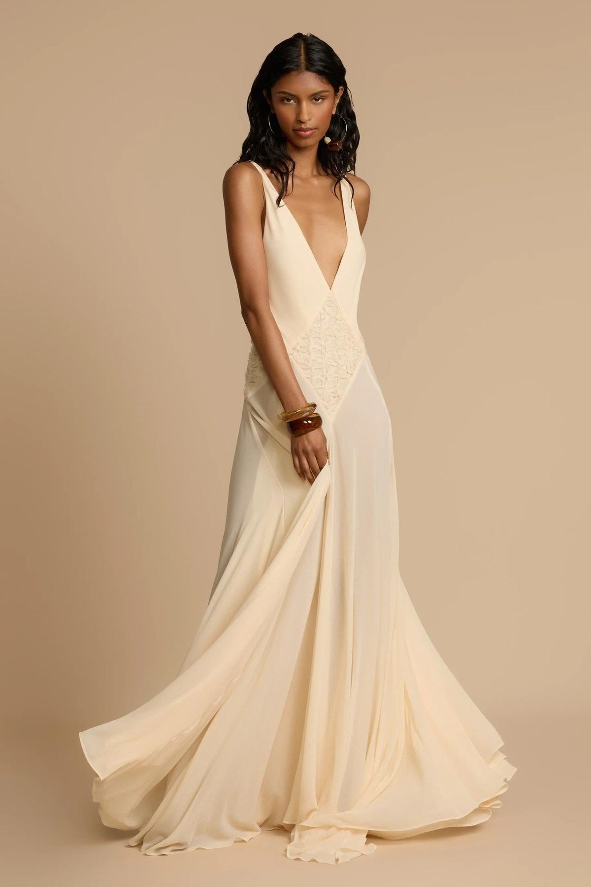 Chiffon & Lace V-Neck Maxi