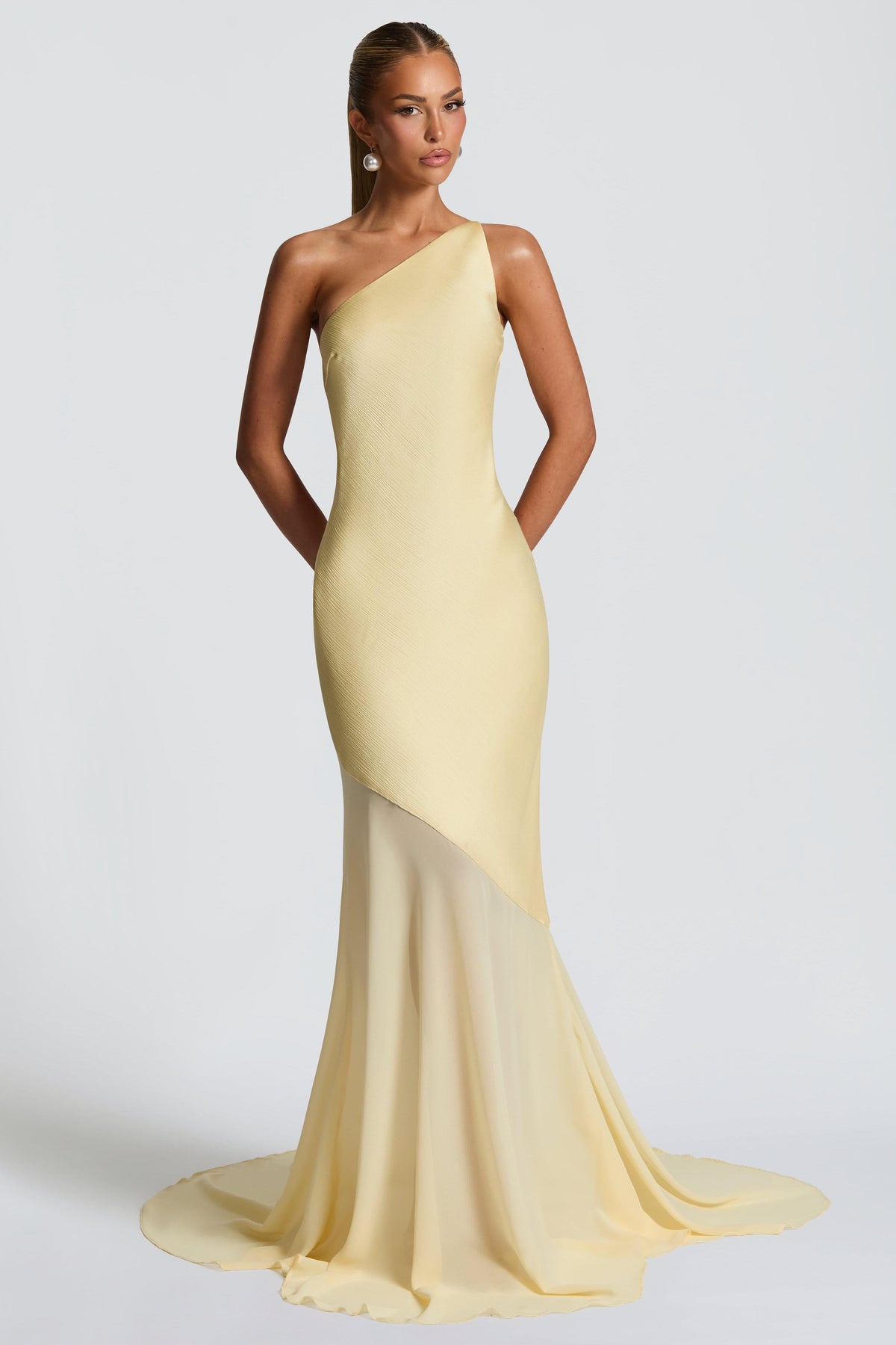 Yellow Satin Sleeveless Maxi Dress