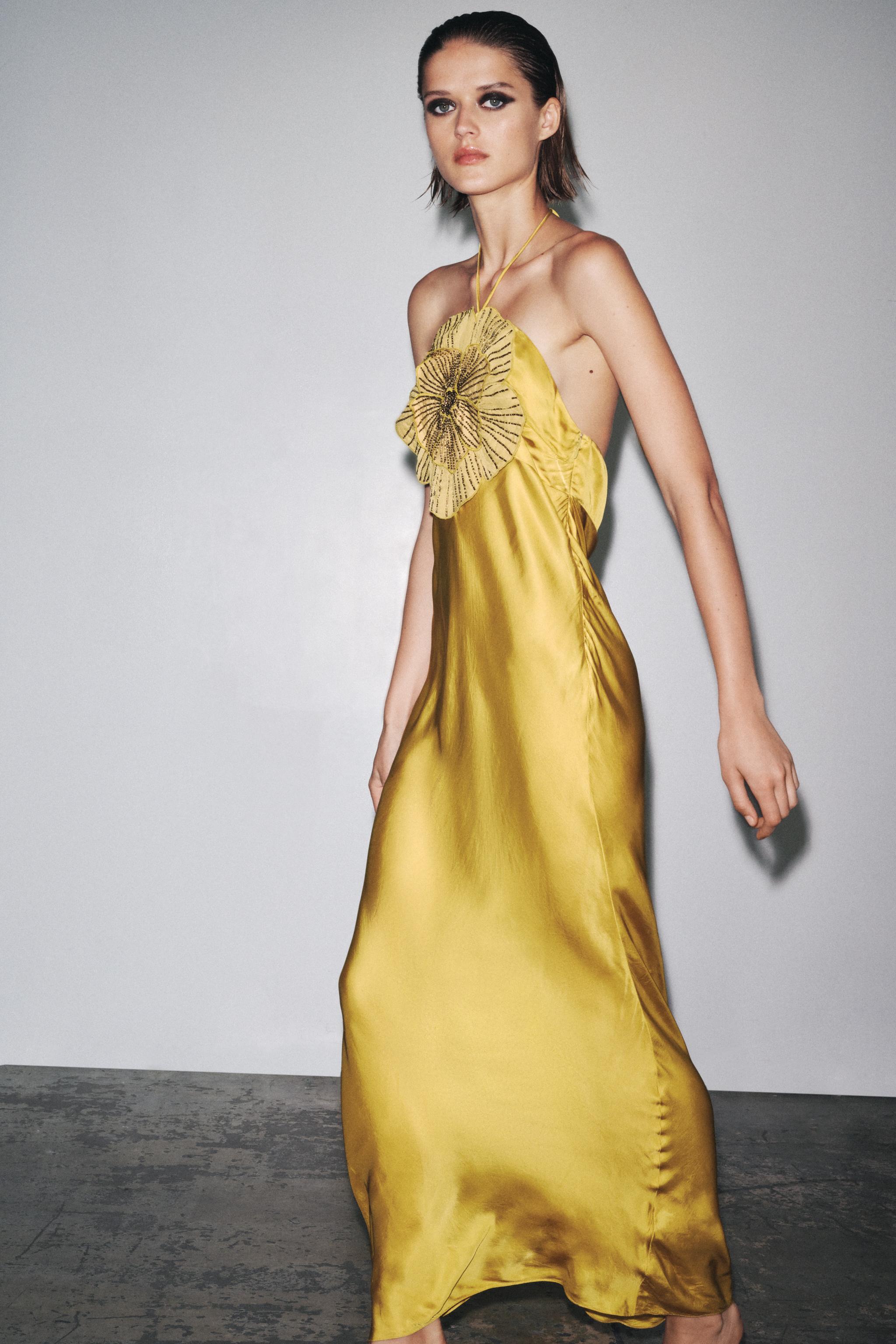 Sleeveless Satin Floral Midi