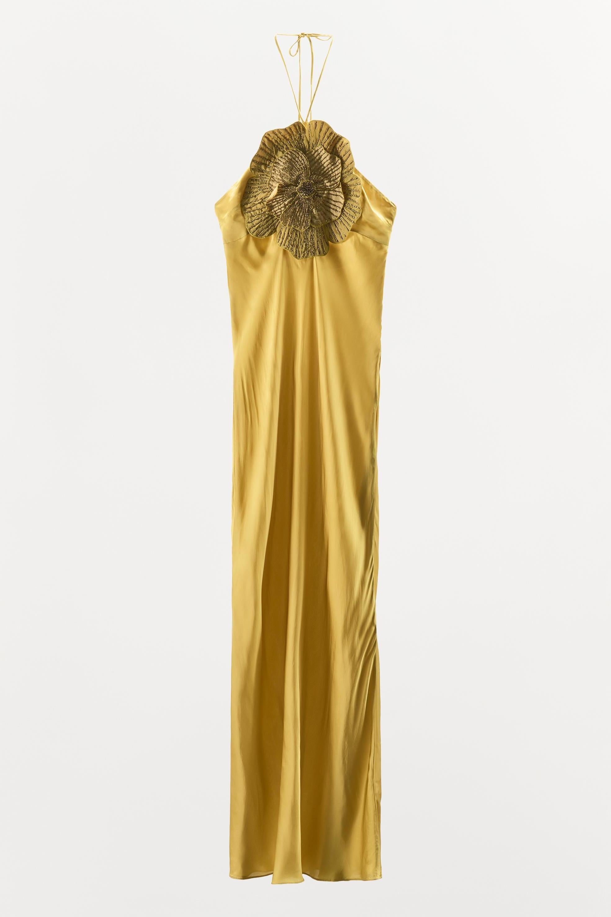 Sleeveless Satin Floral Midi