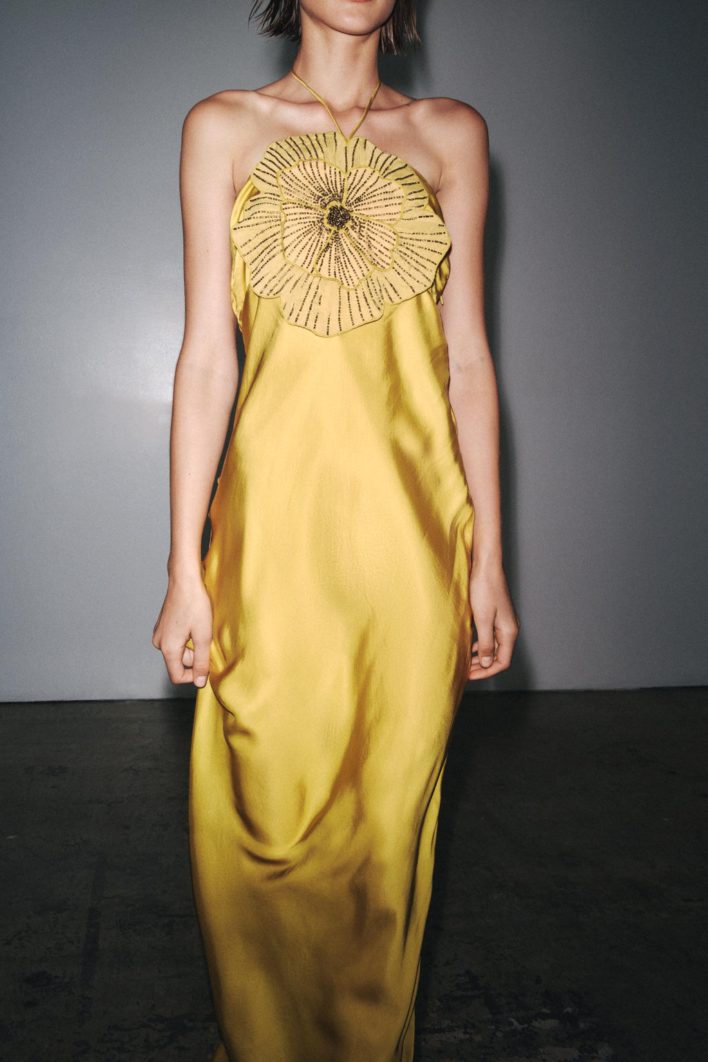 Sleeveless Satin Floral Midi