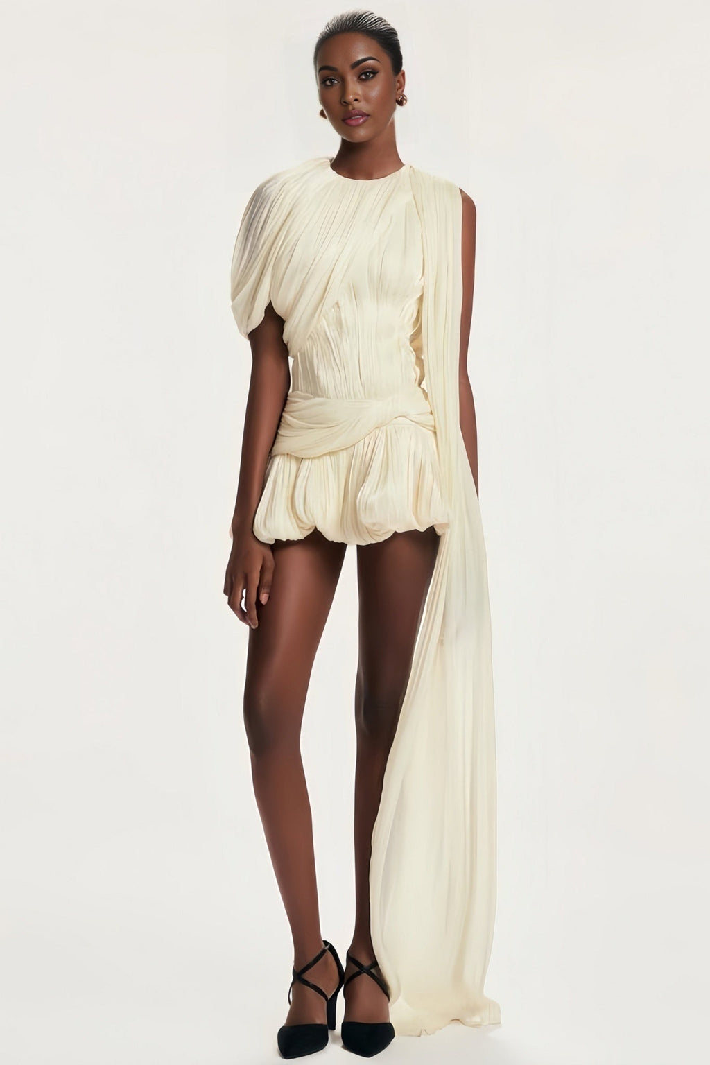 ‌High-Stretch White Short Sleeve