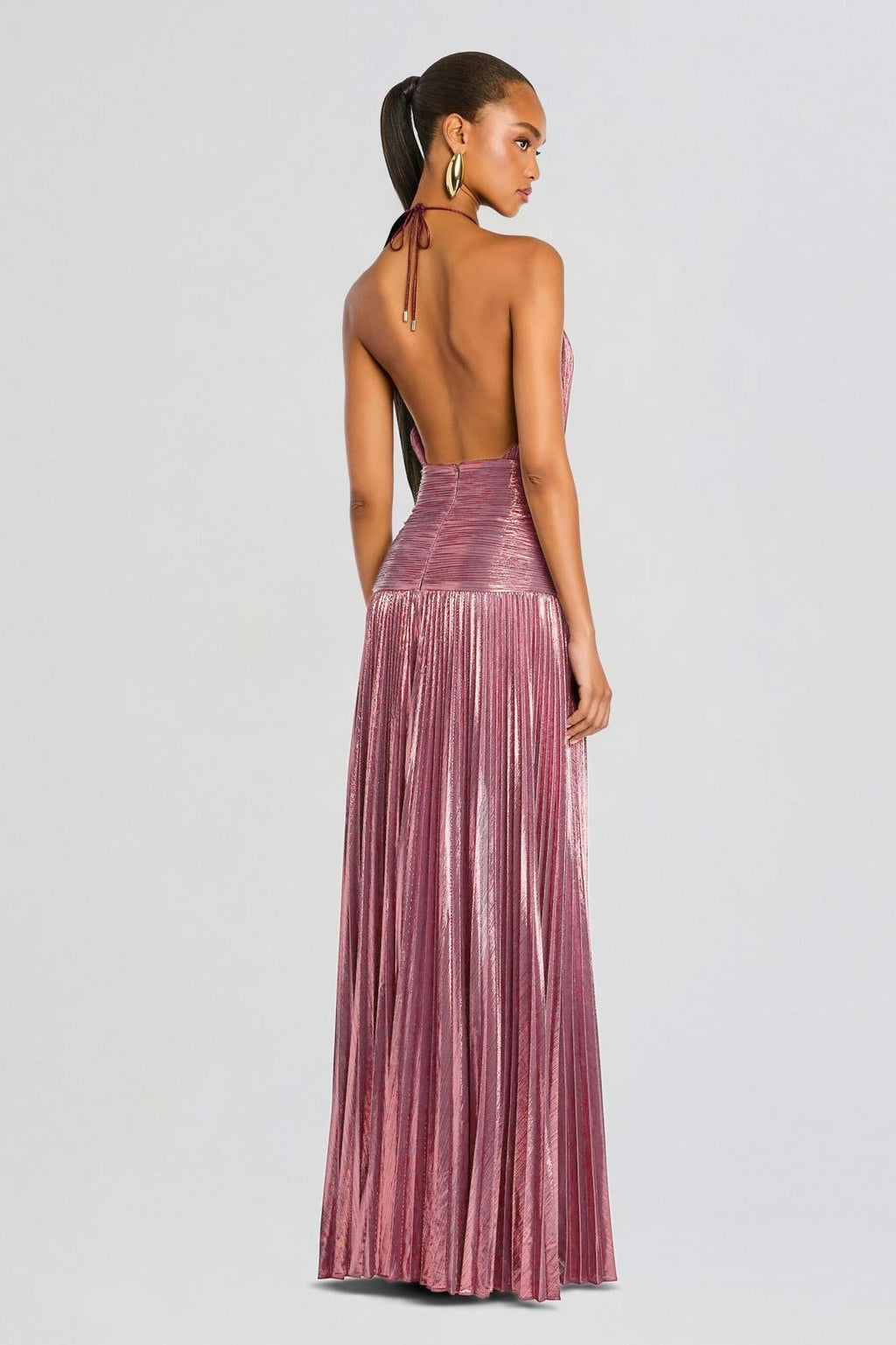 Green Polyester Halter Party Maxi