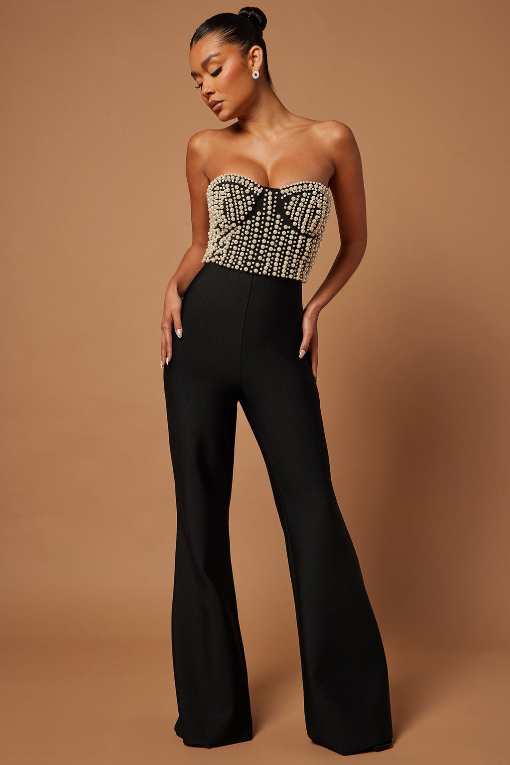 Black Bandage Off-Shoulder High-Stretch Party Jumpsuit