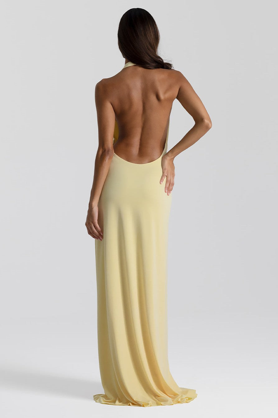 Pink V-Neck Slit Maxi Dress