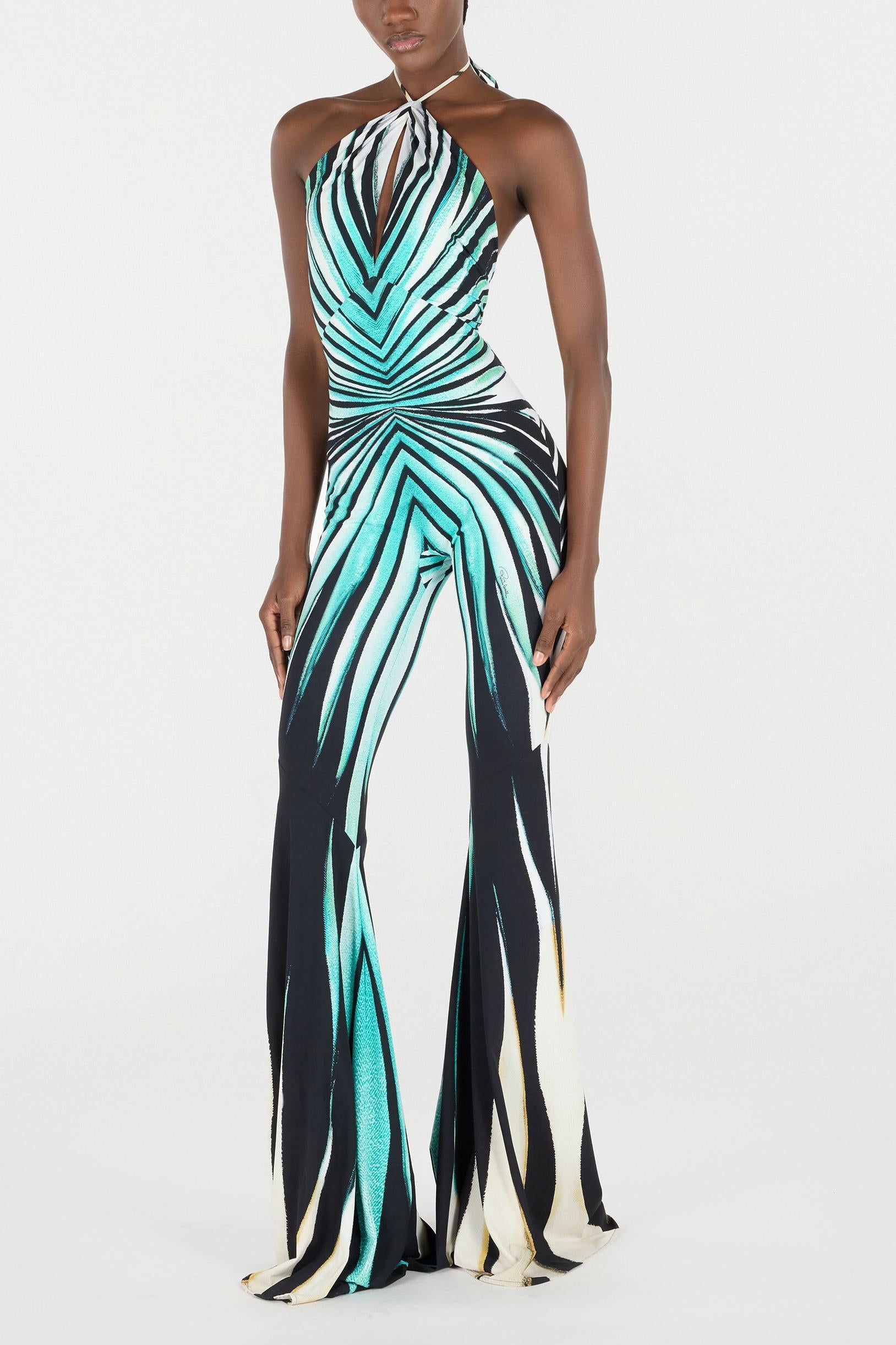 Stripe Sleeveless Cut-Out Jumpsuit