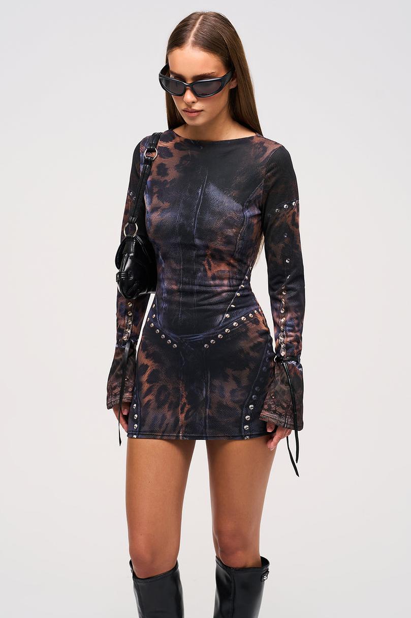 Black Leopard Print Mini Dress
