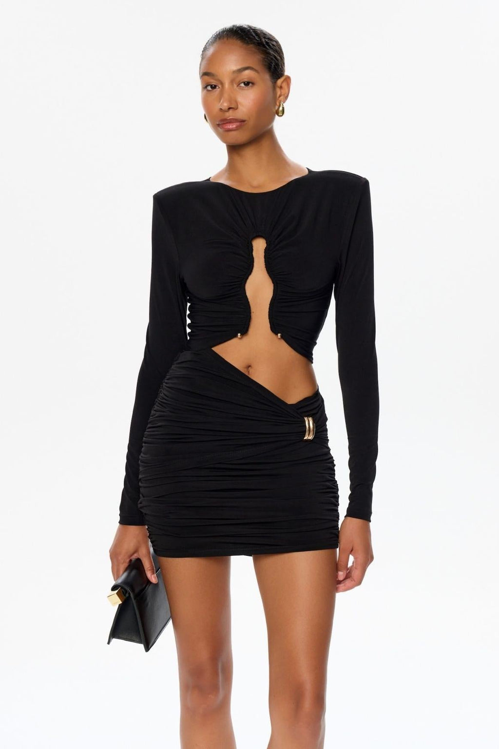 Long Sleeve Cut-Out Black Jersey