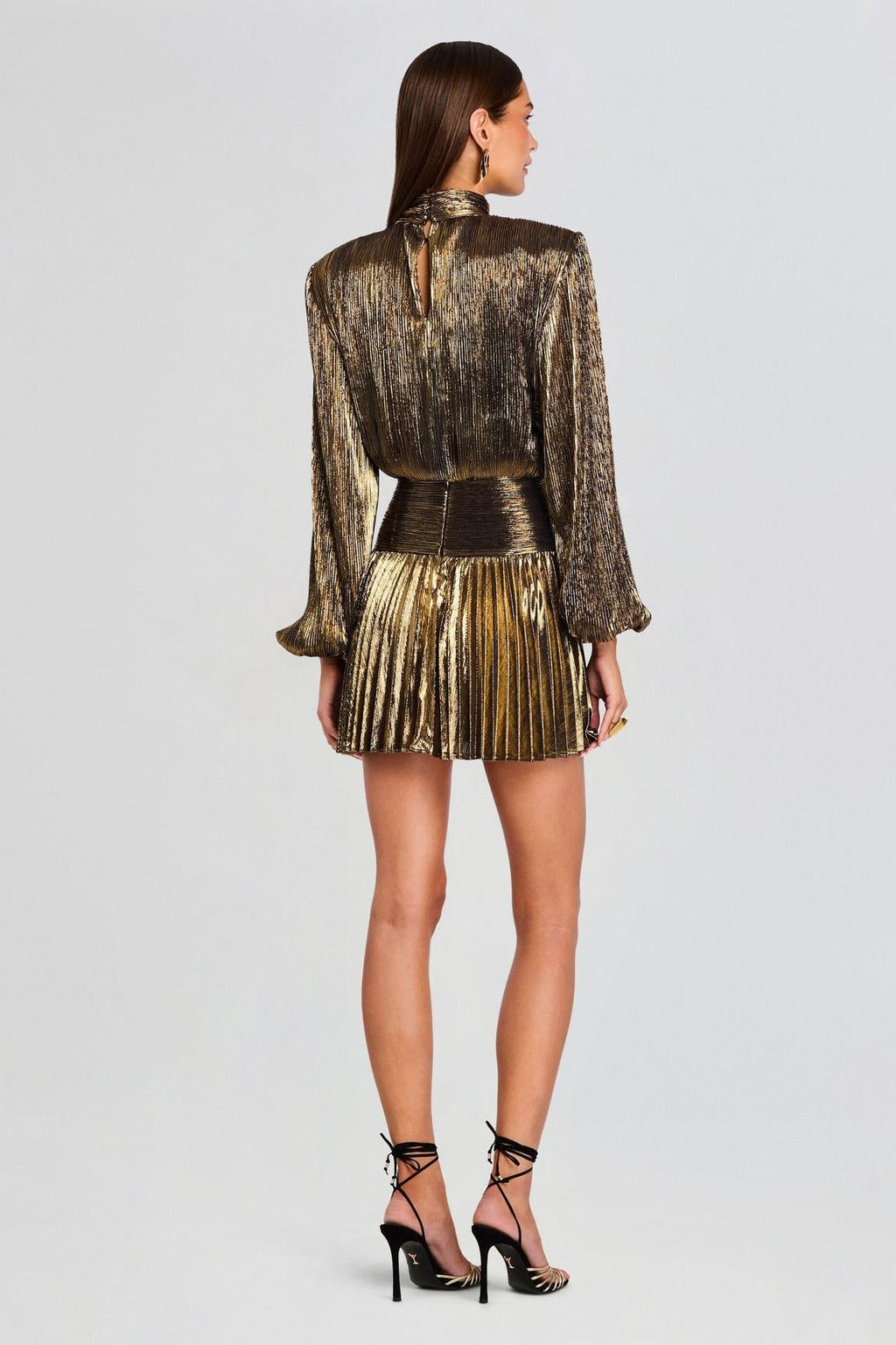 Long Sleeve Gold Metallic Mini