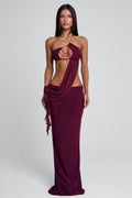 Maroon Sheer High-Stretch Maxi