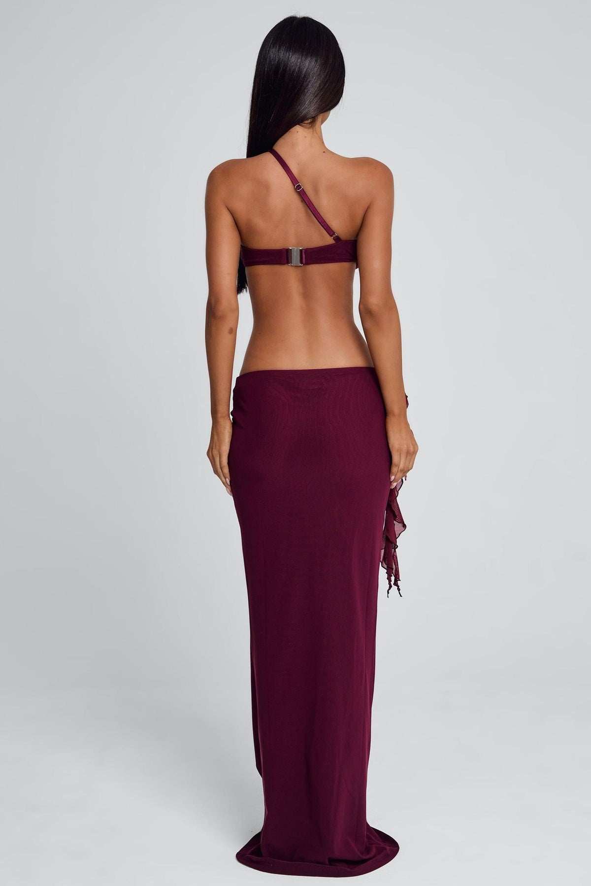 Maroon Sheer High-Stretch Maxi