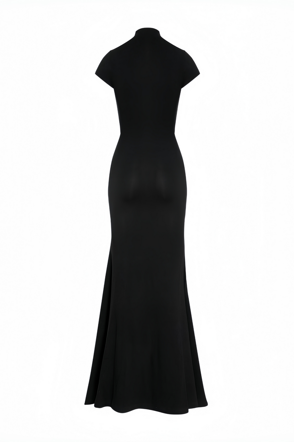 Black Slit Short Sleeve Maxi Dress