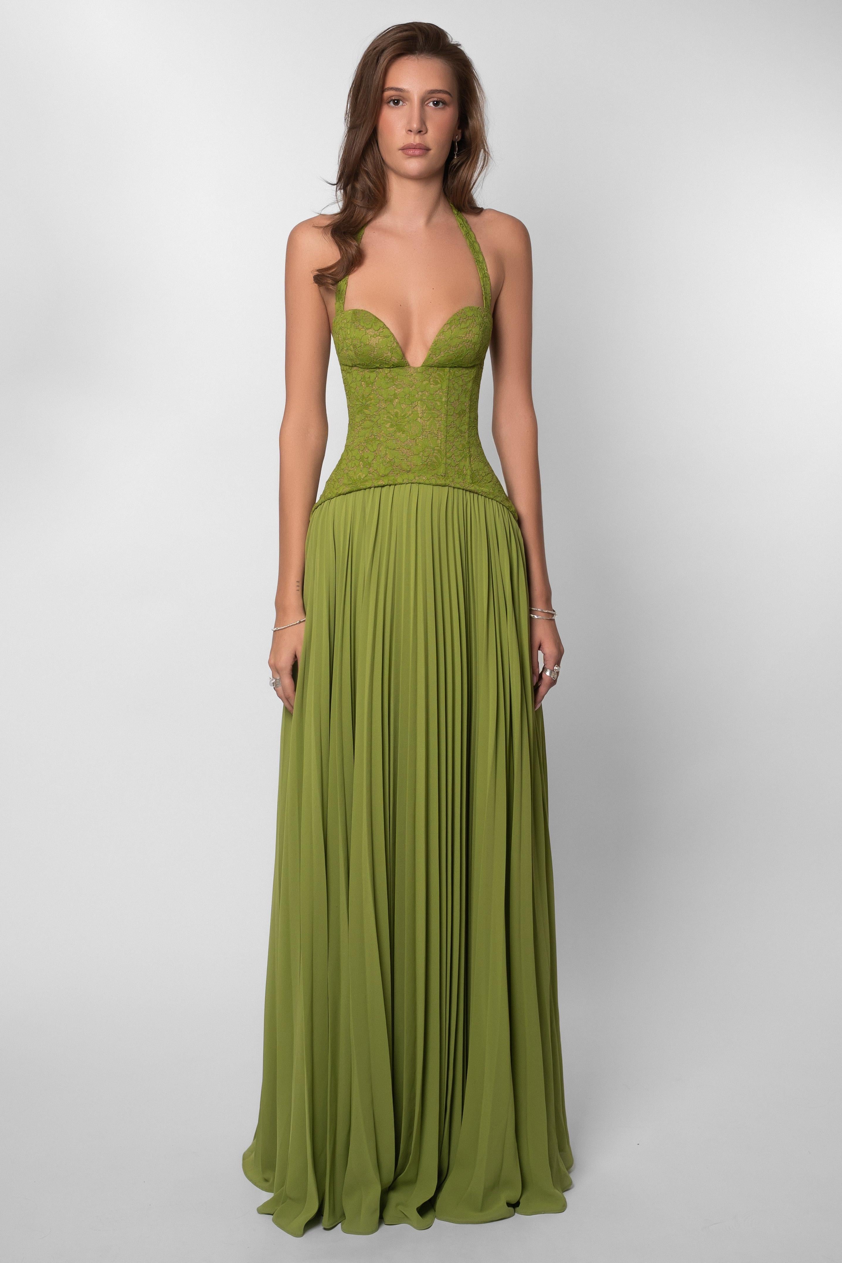 Lace Sweetheart Green Maxi