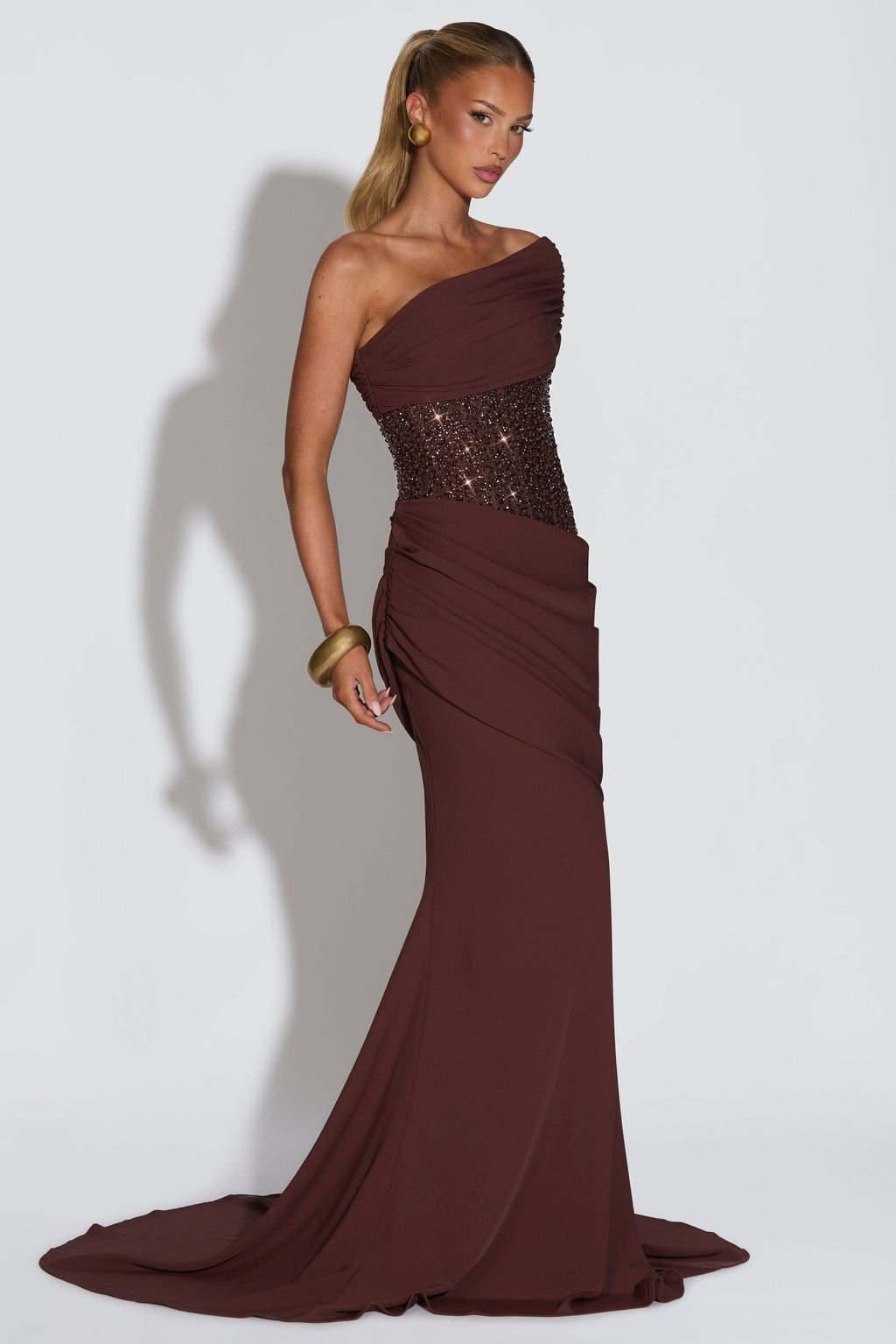 Brown Chiffon Maxi Dress