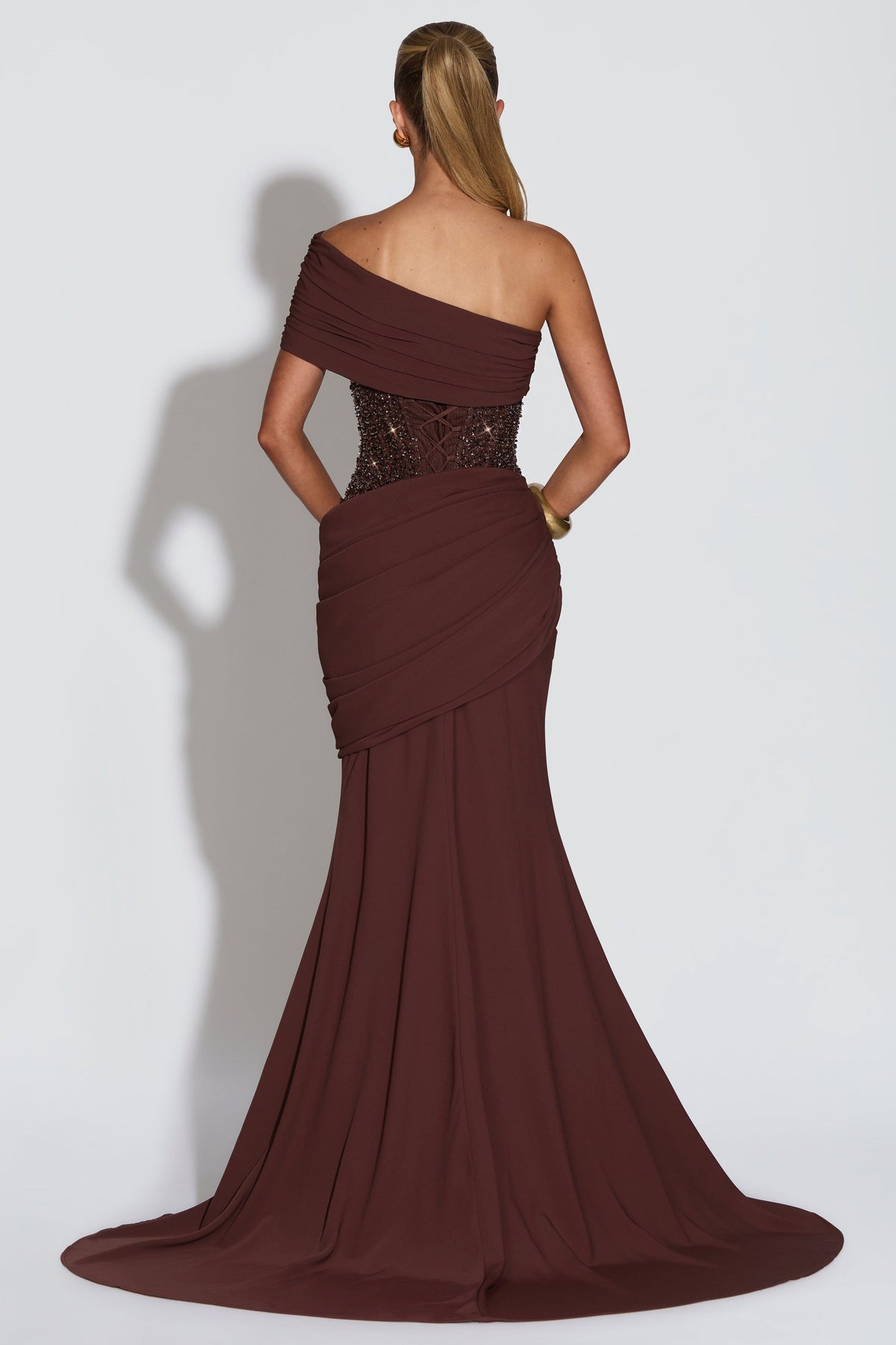 Brown Chiffon Maxi Dress