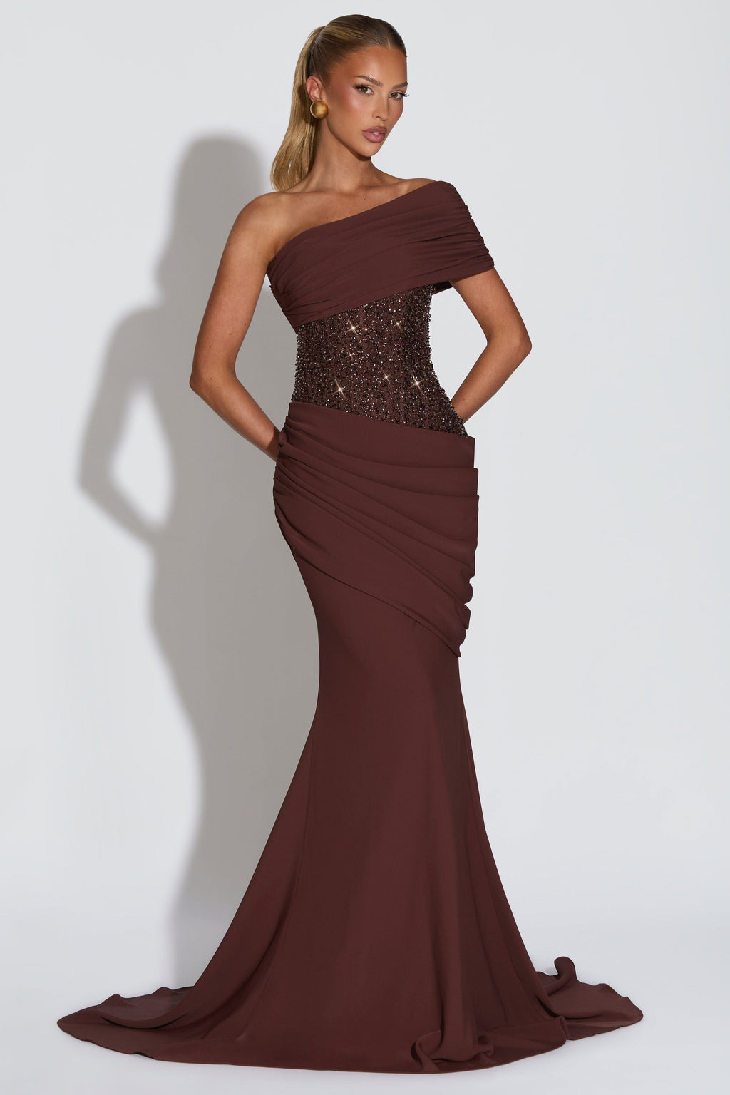 Brown Chiffon Maxi Dress