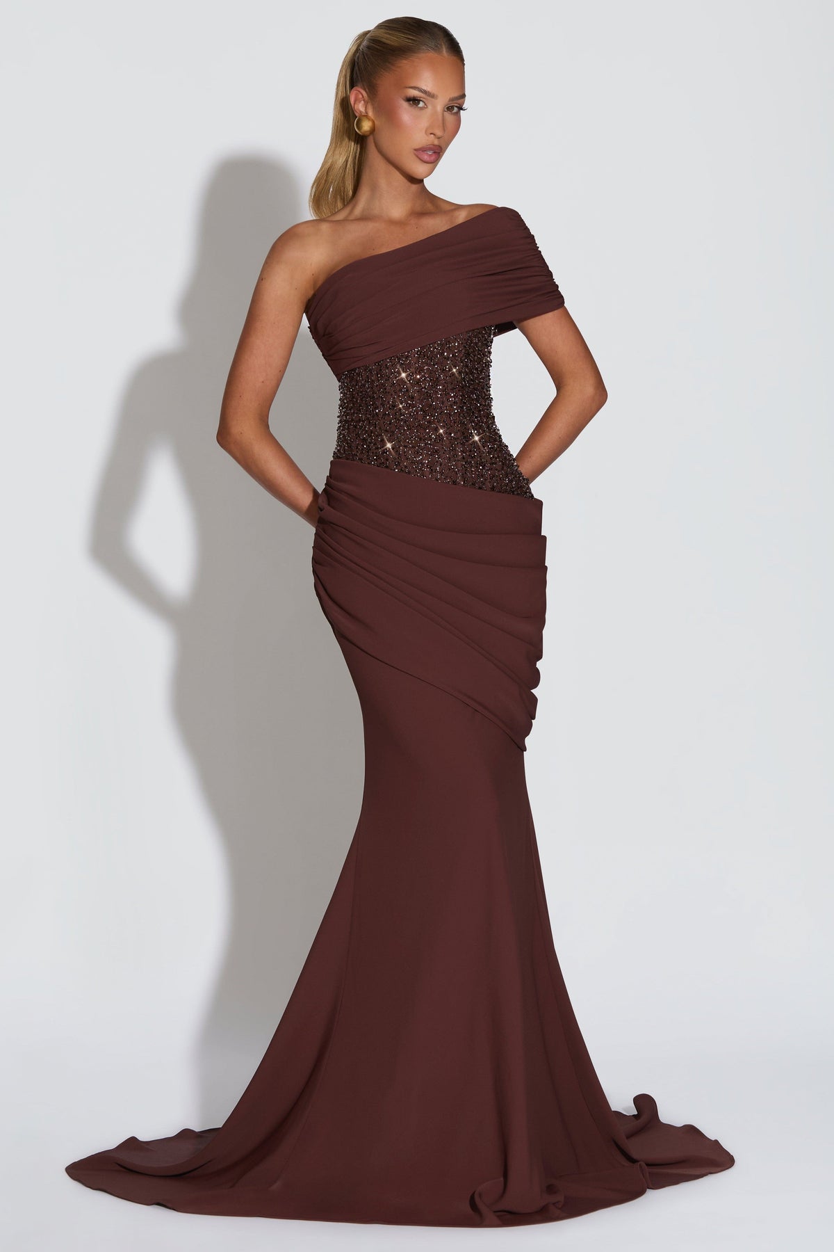 Brown Chiffon Maxi Dress