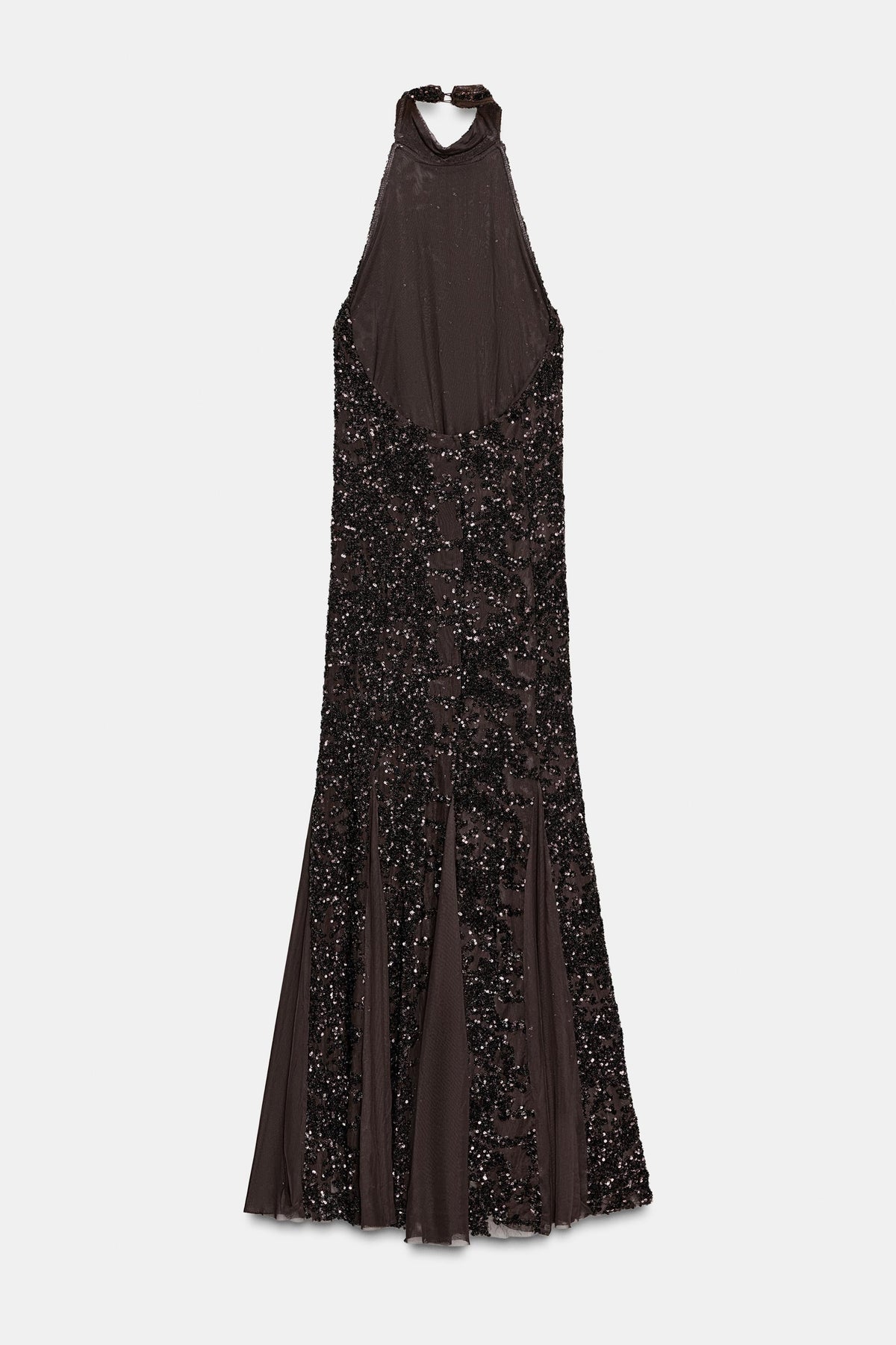 Halter Brown Sequin Gown