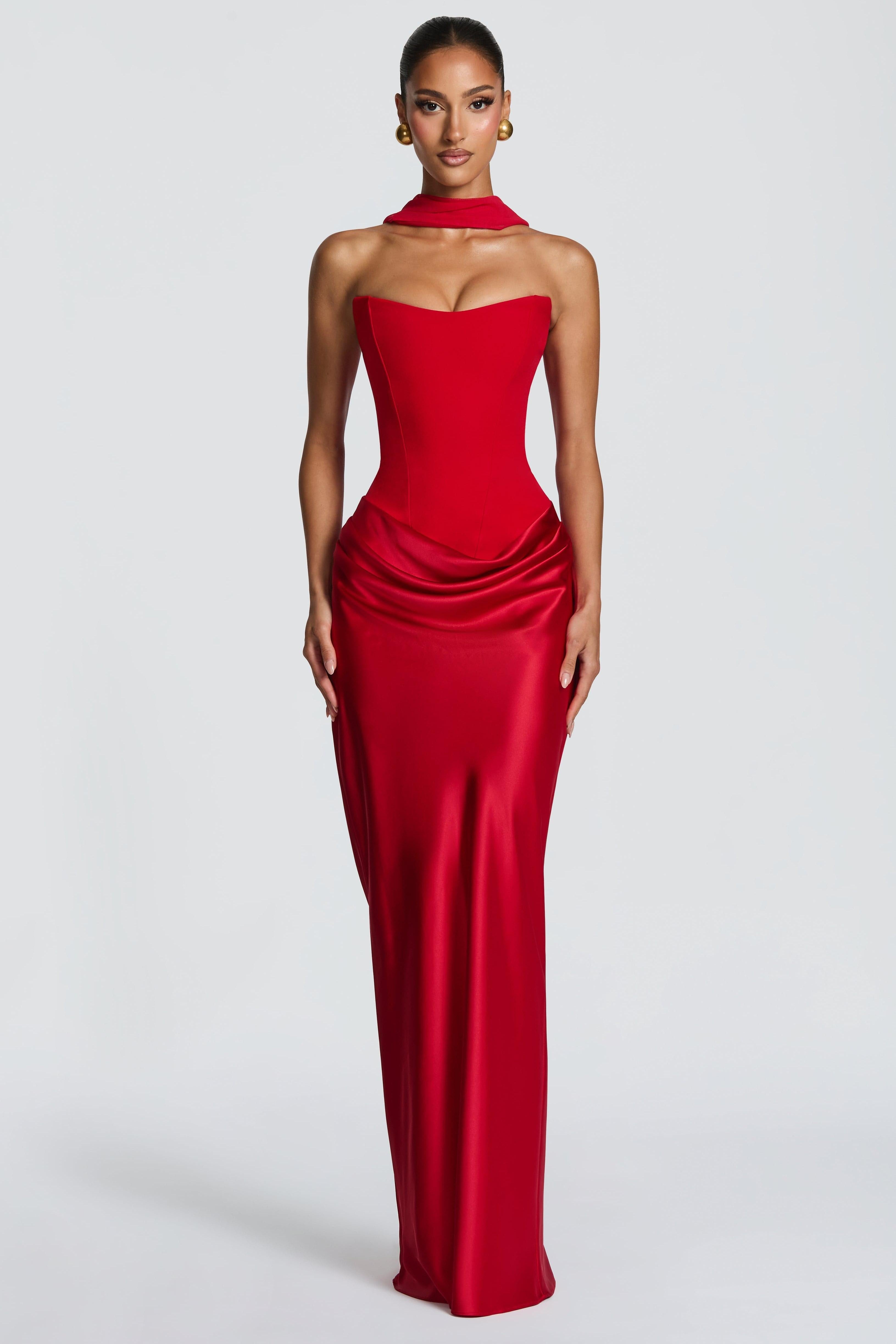 Red Satin Stretch Dress