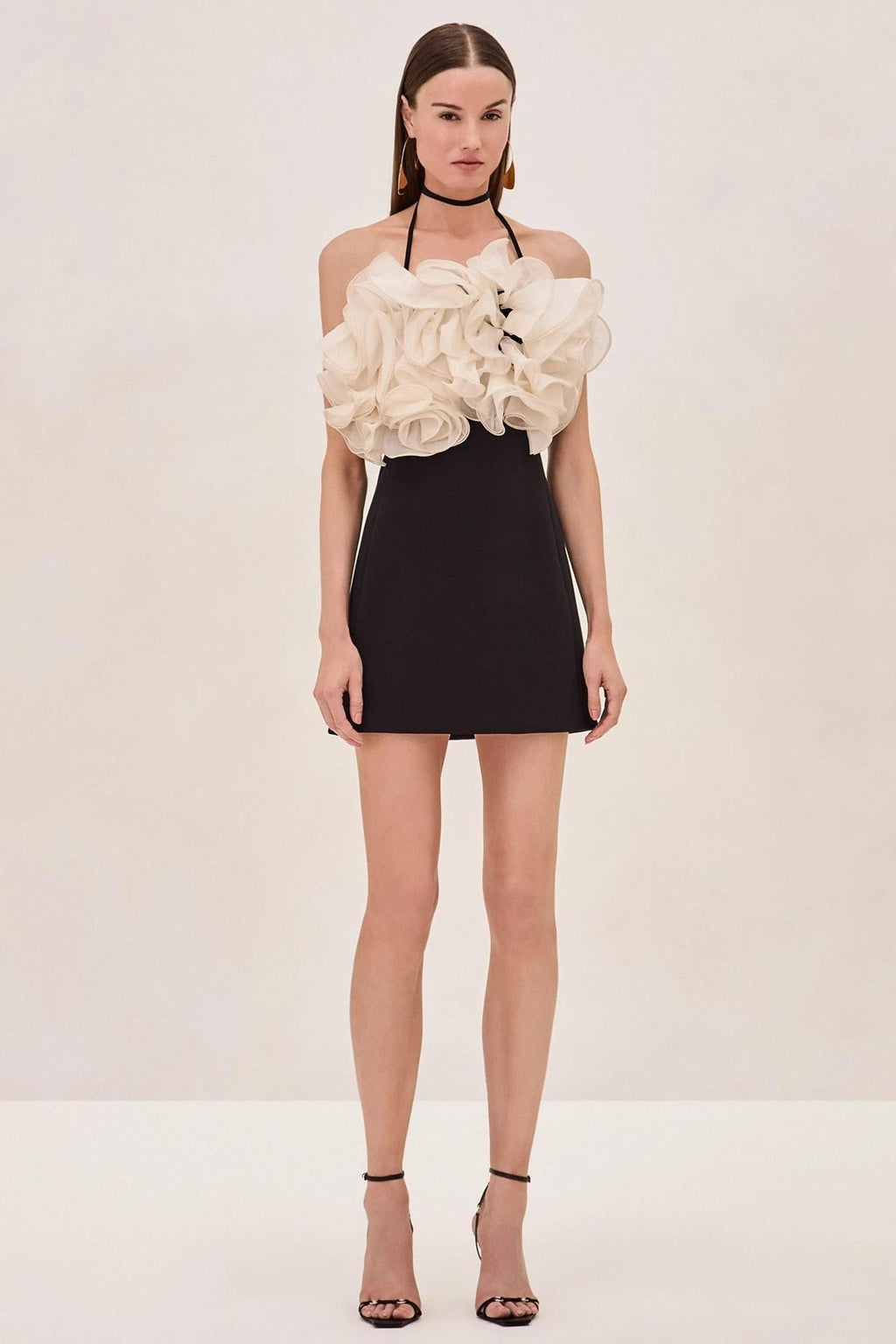 Ruffled Twill Sleeveless Mini