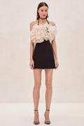 Ruffled Twill Sleeveless Mini
