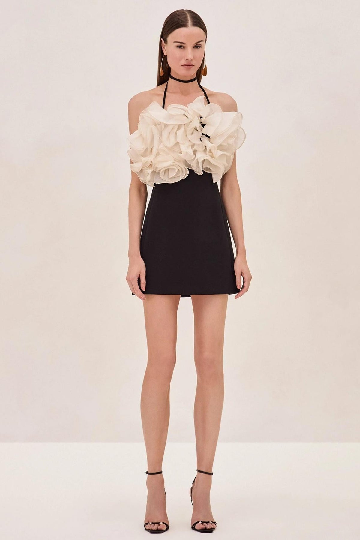 Ruffled Twill Sleeveless Mini