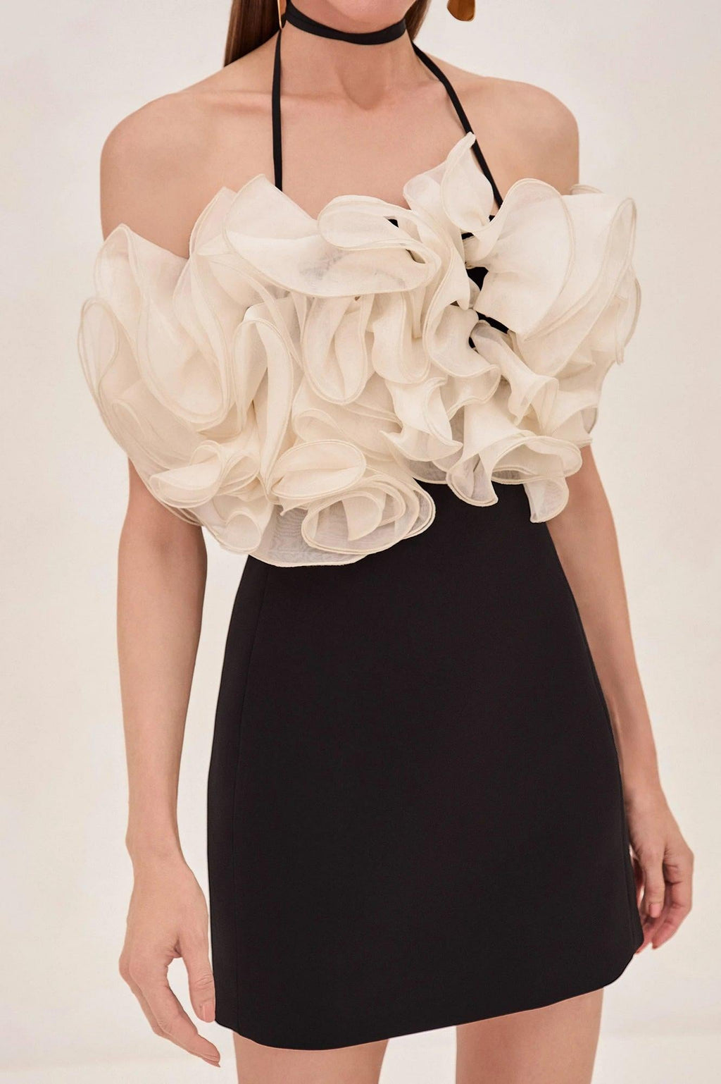 Ruffled Twill Sleeveless Mini