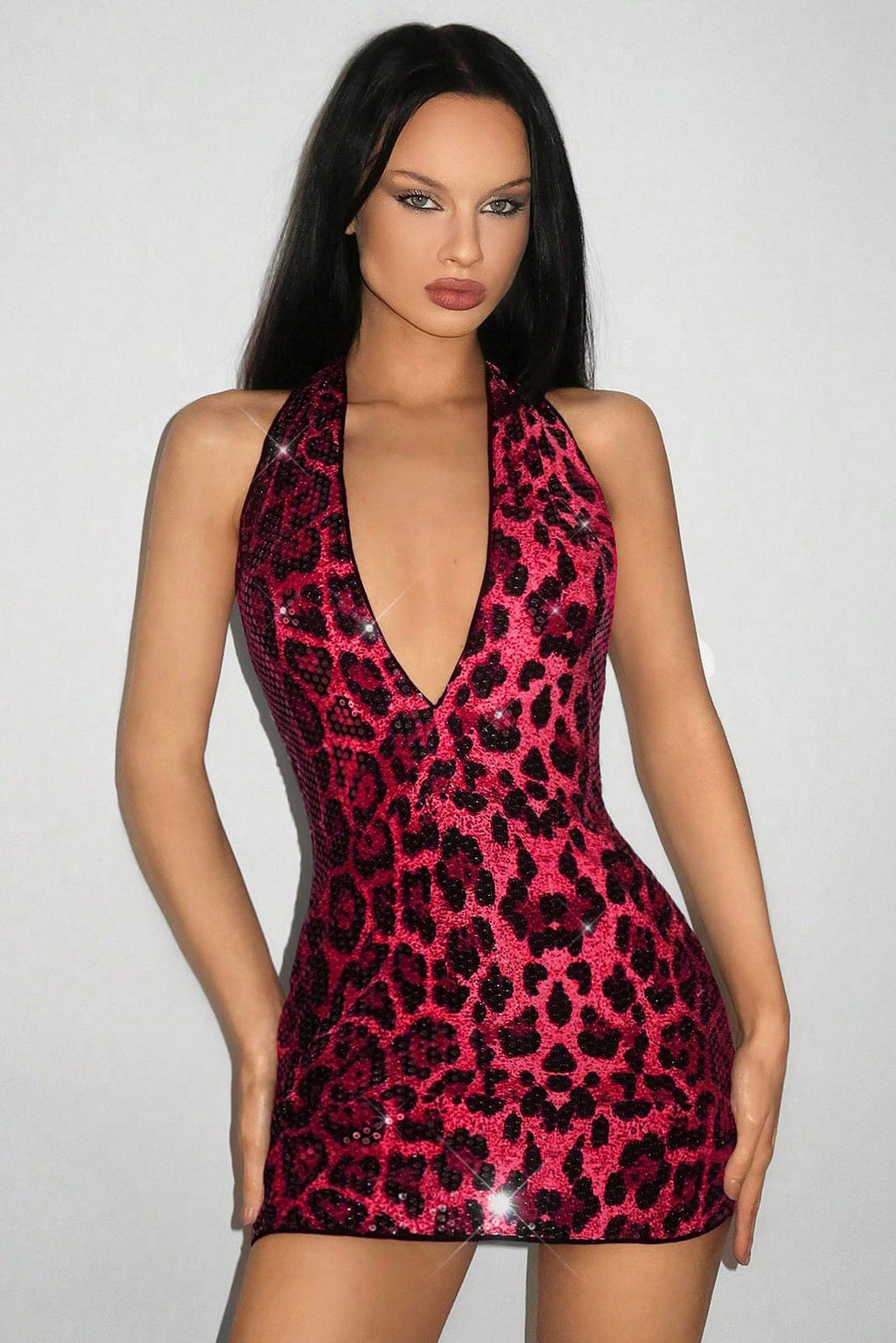 Sleeveless Low-Stretch Leopard Party Mini