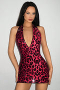 Sleeveless Low-Stretch Leopard Party Mini